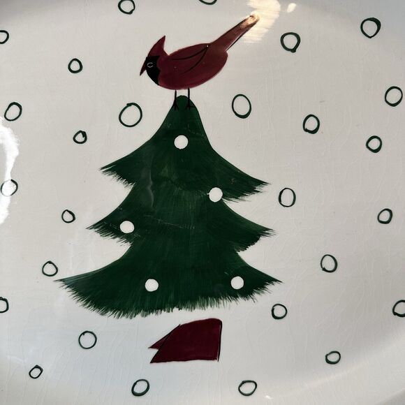 Studio Nova Holiday Cardinal Christmas 20" Oval Serving Platter KT547 Vintage - Picture 4 of 15